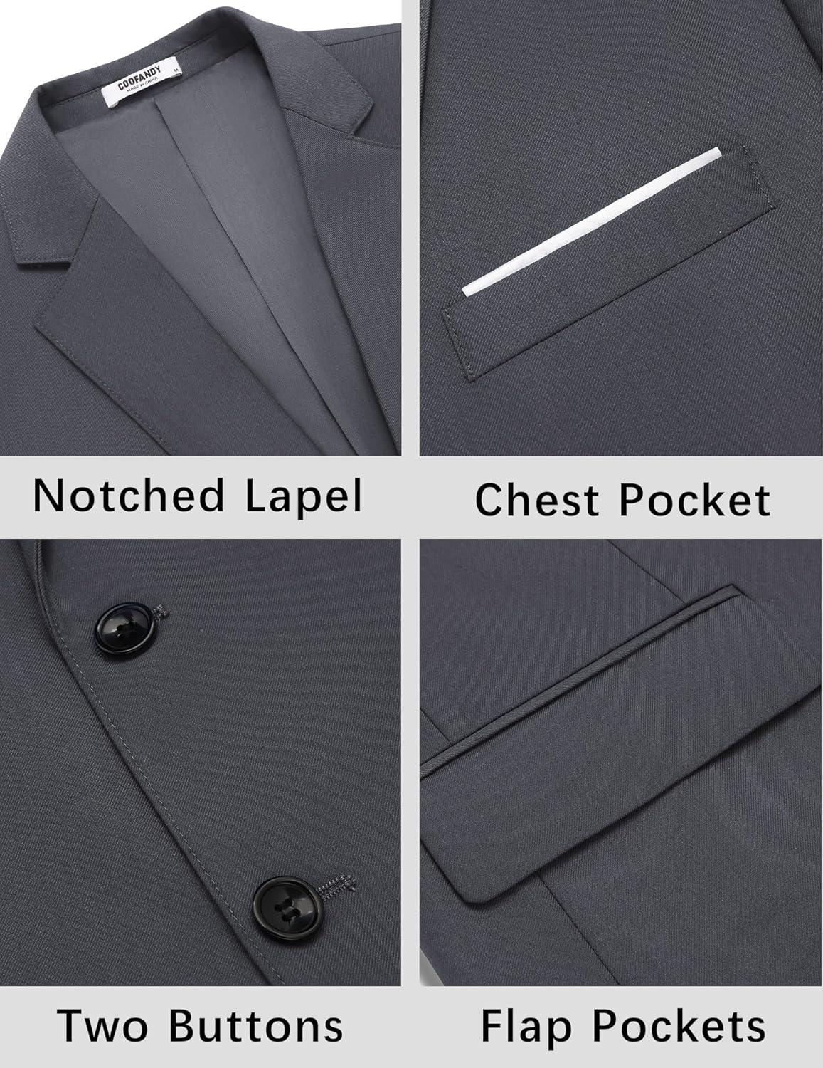 imageCOOFANDY Mens Causal Blazer Two Button Suit Jackets Lightweight Slim Fit Sports CoatsDark Gray