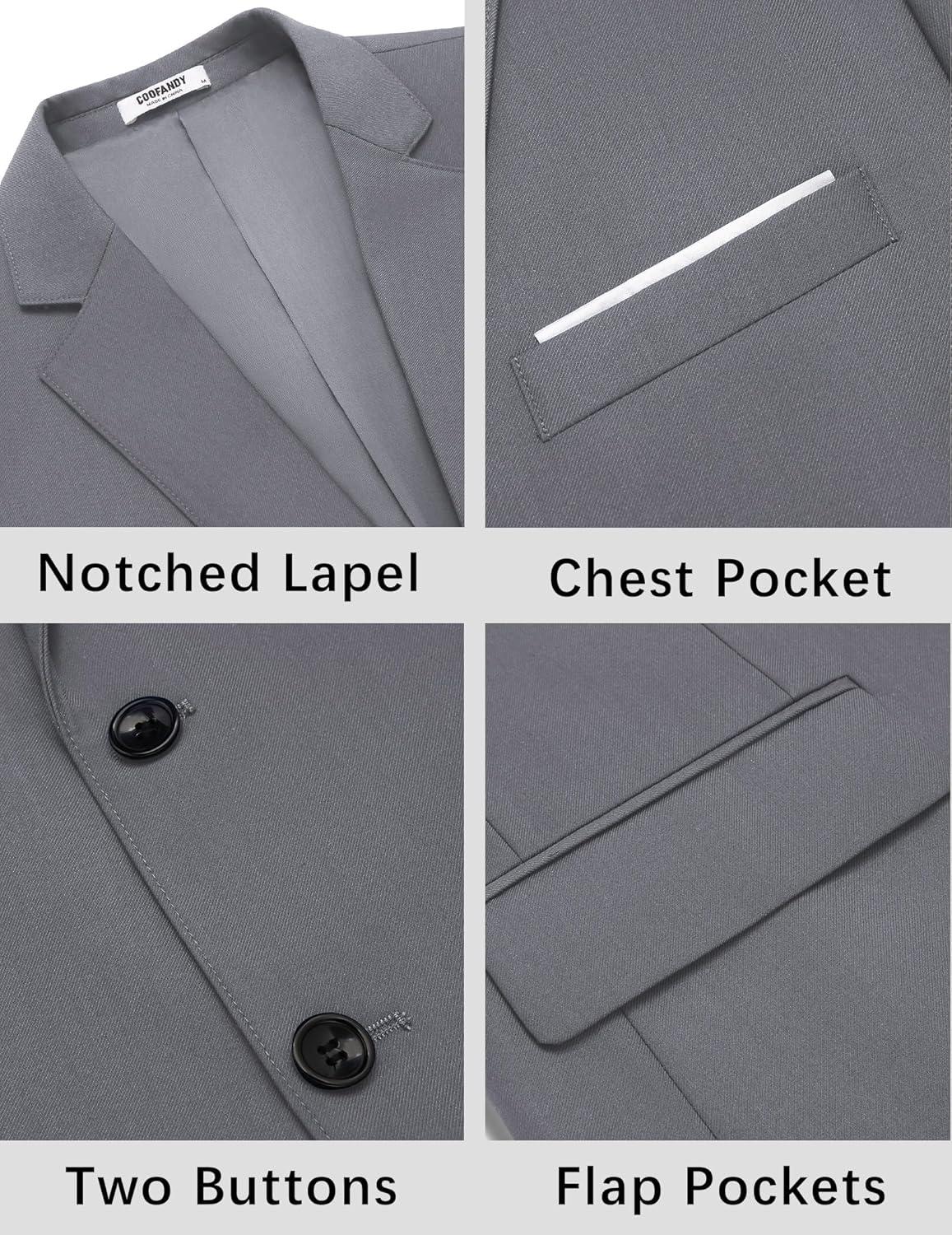 imageCOOFANDY Mens Causal Blazer Two Button Suit Jackets Lightweight Slim Fit Sports CoatsLight Gray