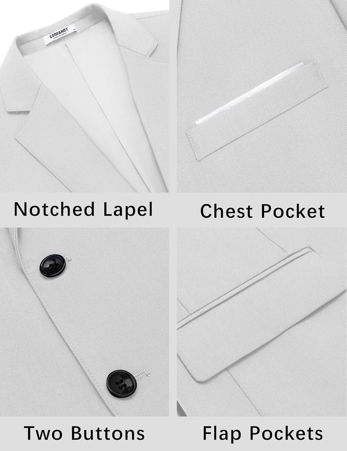 imageCOOFANDY Mens Causal Blazer Two Button Suit Jackets Lightweight Slim Fit Sports CoatsWhite