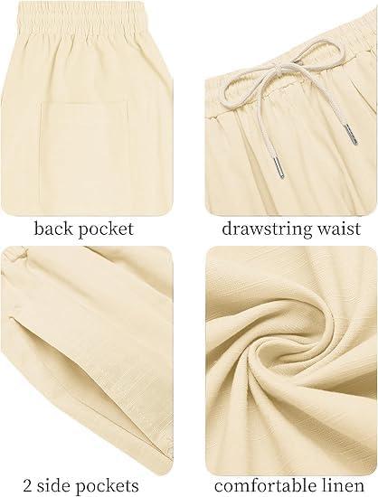 imageCOOFANDY Mens Cotton Linen Harem Pants Drawstring Casual Cropped Trousers Lightweight Loose Beach Yoga Pants with PocketsBeige