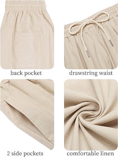 imageCOOFANDY Mens Cotton Linen Harem Pants Drawstring Casual Cropped Trousers Lightweight Loose Beach Yoga Pants with PocketsKhaki