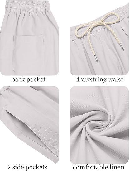 imageCOOFANDY Mens Cotton Linen Harem Pants Drawstring Casual Cropped Trousers Lightweight Loose Beach Yoga Pants with PocketsLight Grey