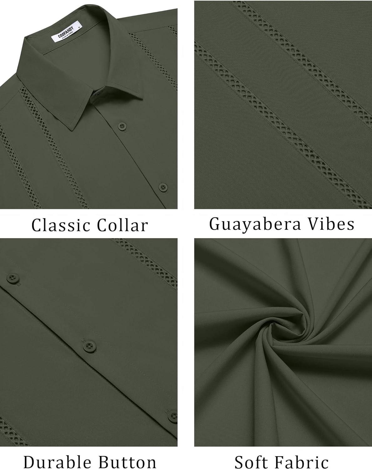 imageCOOFANDY Mens Cuban Guayabera Shirt Summer Beach Vacation Shirt Casual Short Sleeve Button Down Resort WearChive