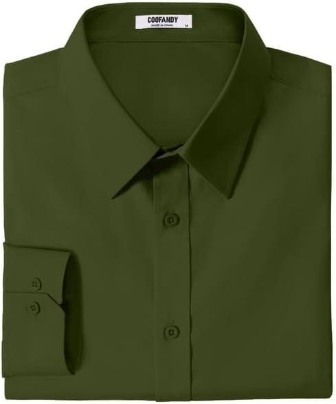 imageCOOFANDY Mens Dress Shirts Long Sleeve Casual Button Down Shirts Formal Business ShirtArmy Green