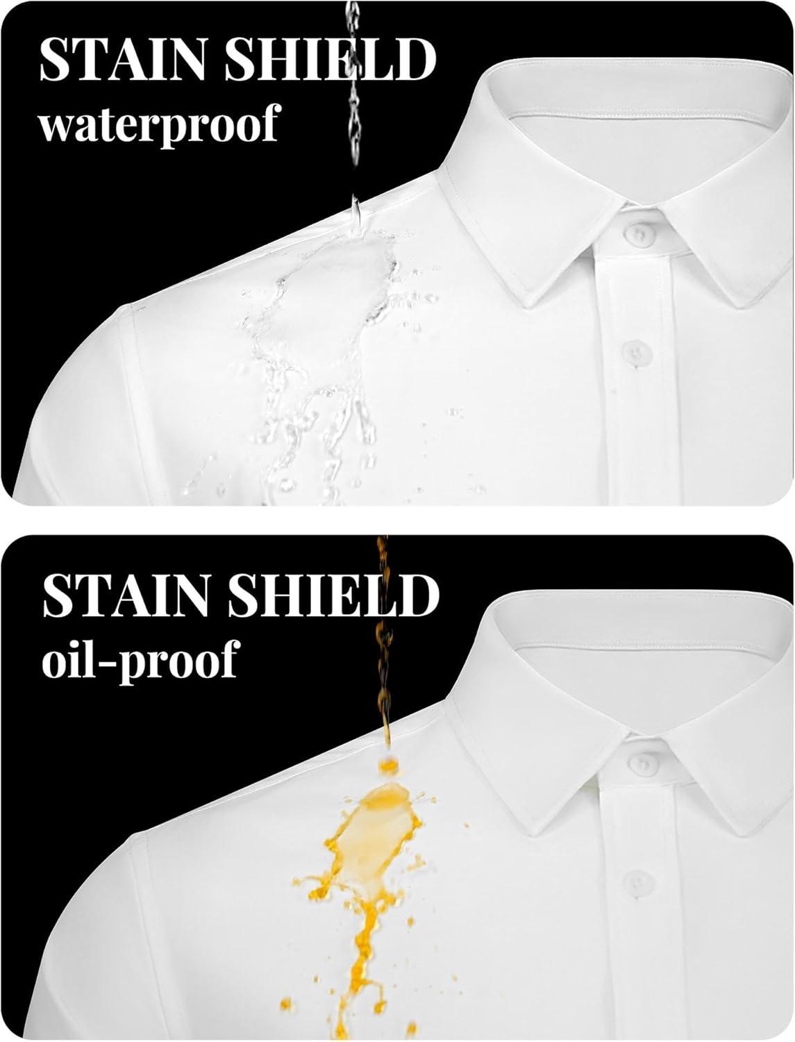 imageCOOFANDY Mens Dress Shirts Long Sleeve Stain Shield Button Down Shirt Regular Fit Formal Business Wedding ShirtsBeige