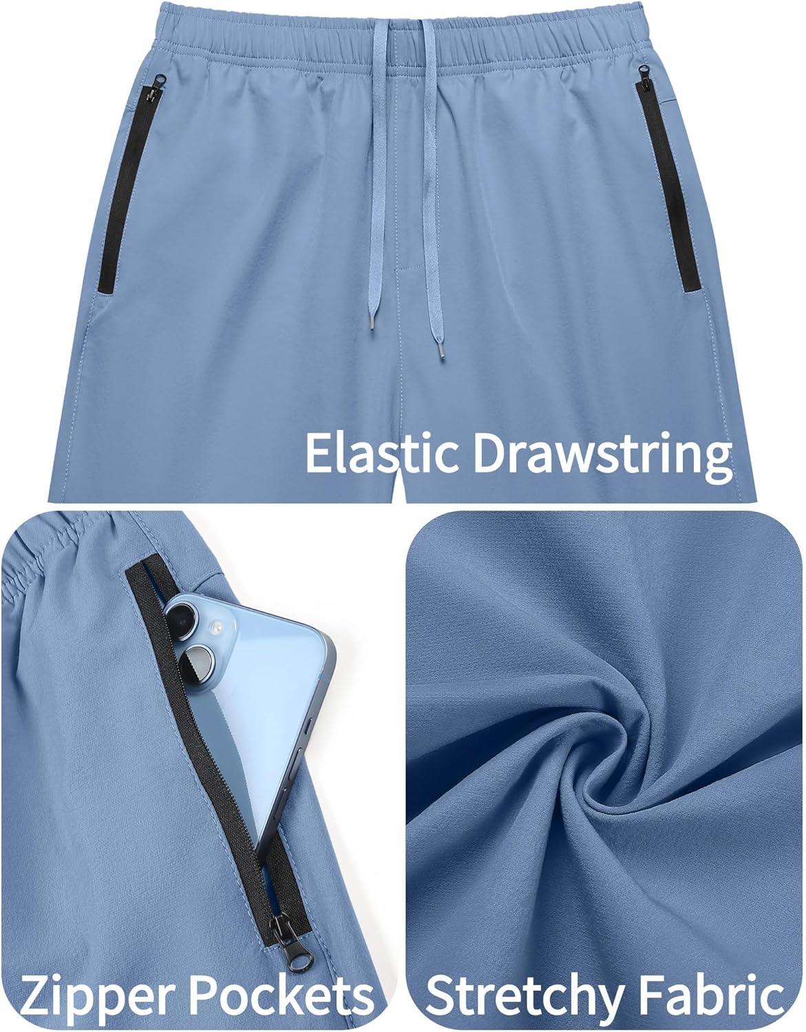 imageCOOFANDY Mens Gym Workout Athletic Shorts Running Jogger Quick Dry Lightweight Shorts with Zipper PocketsLight Blue