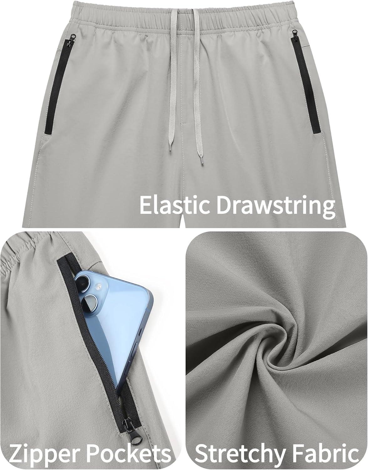 imageCOOFANDY Mens Gym Workout Athletic Shorts Running Jogger Quick Dry Lightweight Shorts with Zipper PocketsLight Grey