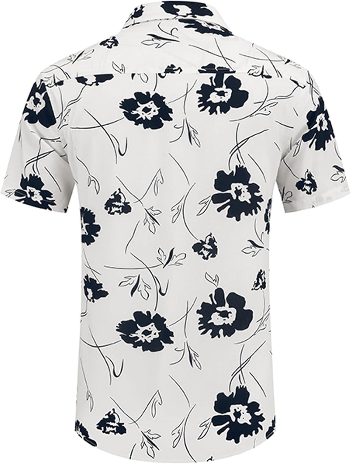 imageCOOFANDY Mens Hawaiian Shirt Short Sleeve Casual Button Down Tropical Summer Beach Aloha ShirtsWhite Black Floral