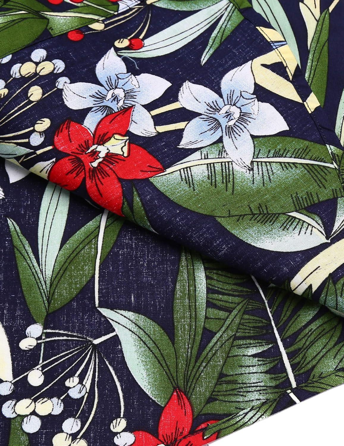 imageCOOFANDY Mens Hawaiian Tropical Shirt Short Sleeve Casual Button Down Floral Summer Beach Shirts with PocketGreen