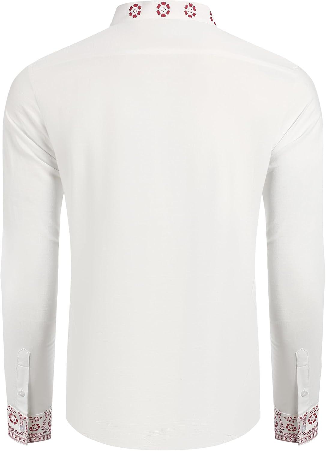 imageCOOFANDY Mens Henley Shirt Vyshyvanka Long Sleeve African Print Shirts Casual Zip Up Cotton Linen Beach Hippie ShirtFloral Print