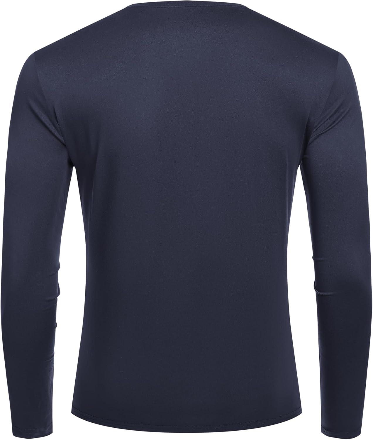 imageCOOFANDY Mens Henley Shirts Long Sleeve Fashion Casual Tee Basic Lightweight TShirtNavy Blue