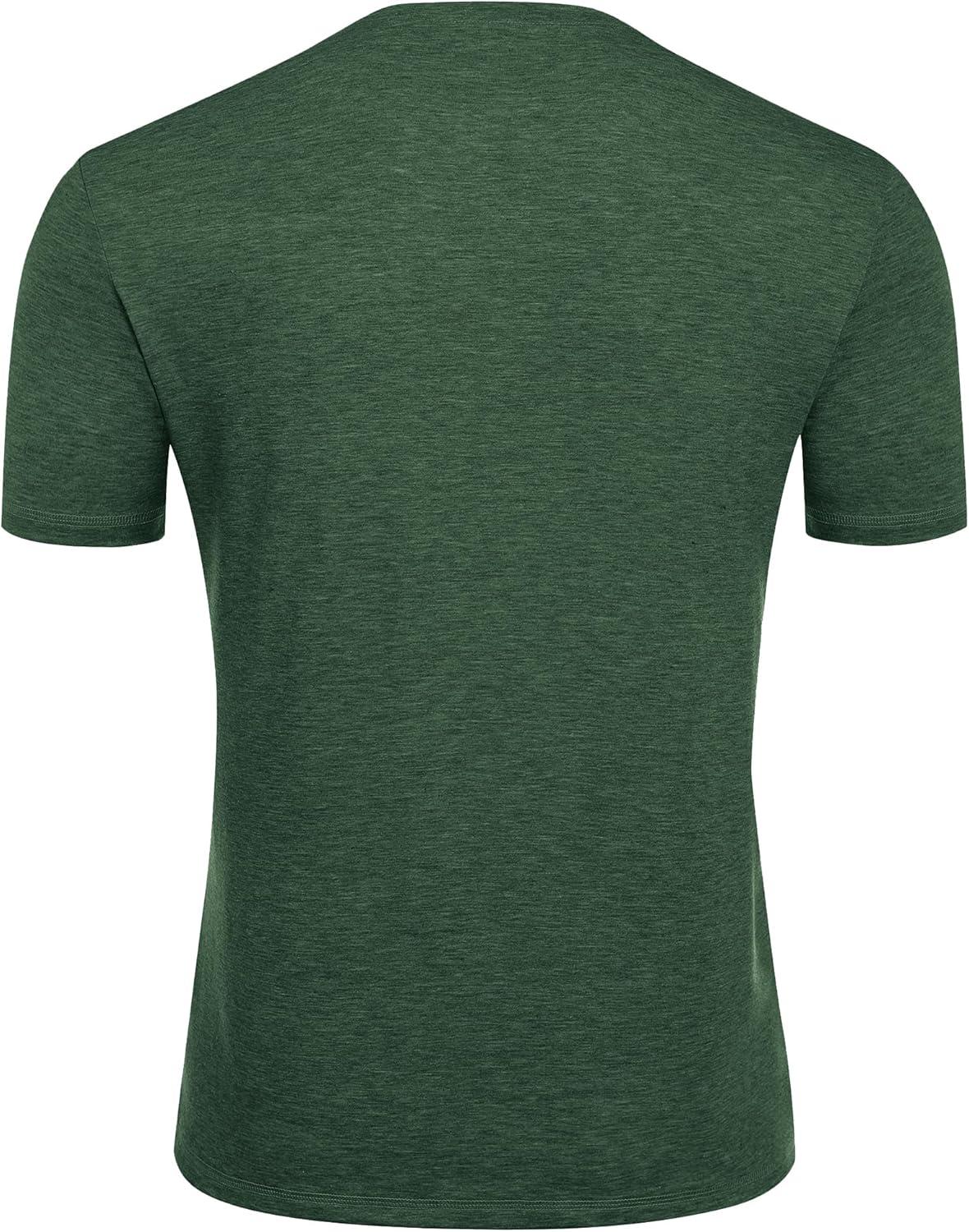 imageCOOFANDY Mens Henley Shirts Short Sleeve Casual Basic Tee Summer Button Henley Soild T ShirtsGreen