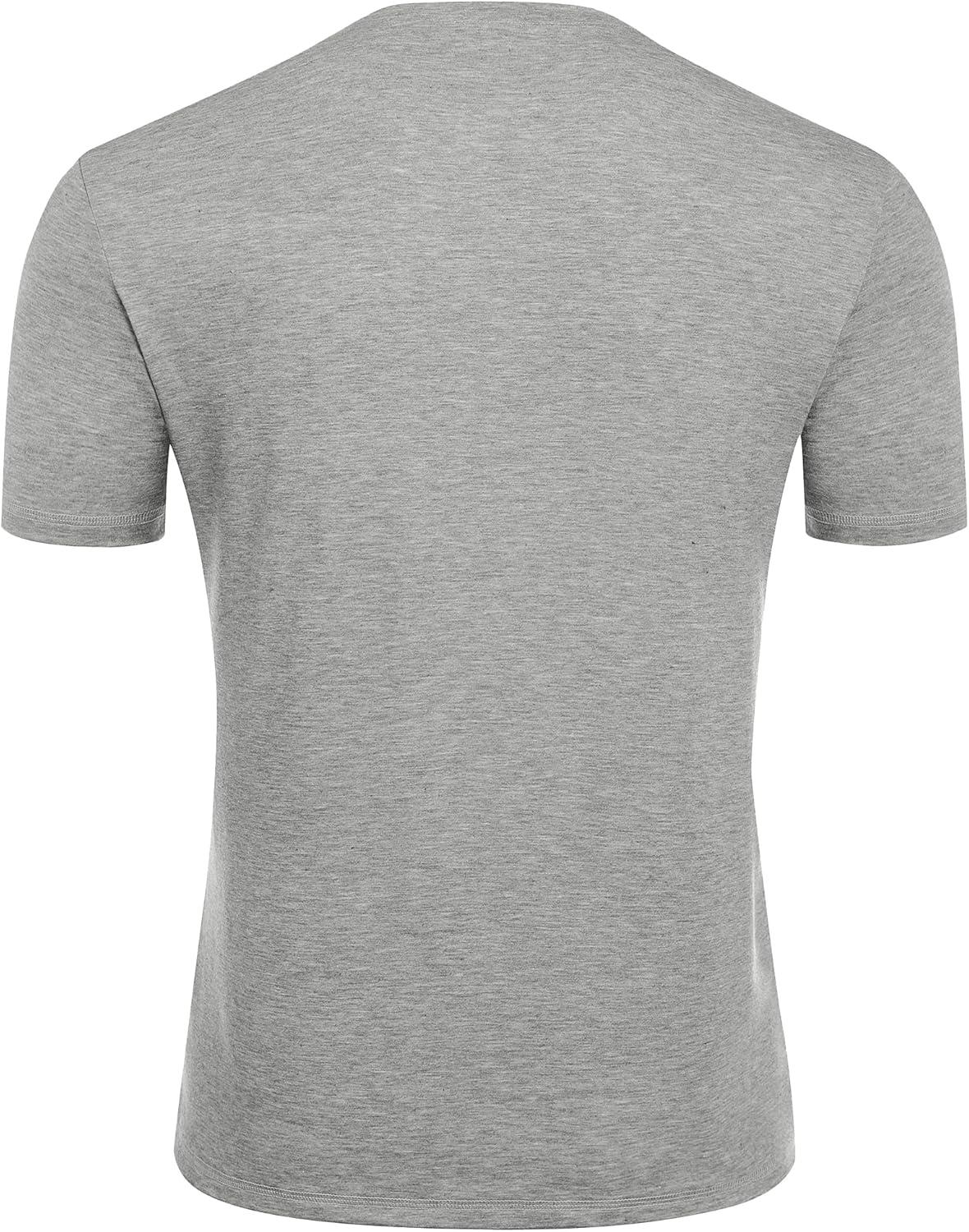 imageCOOFANDY Mens Henley Shirts Short Sleeve Casual Basic Tee Summer Button Henley Soild T ShirtsGrey
