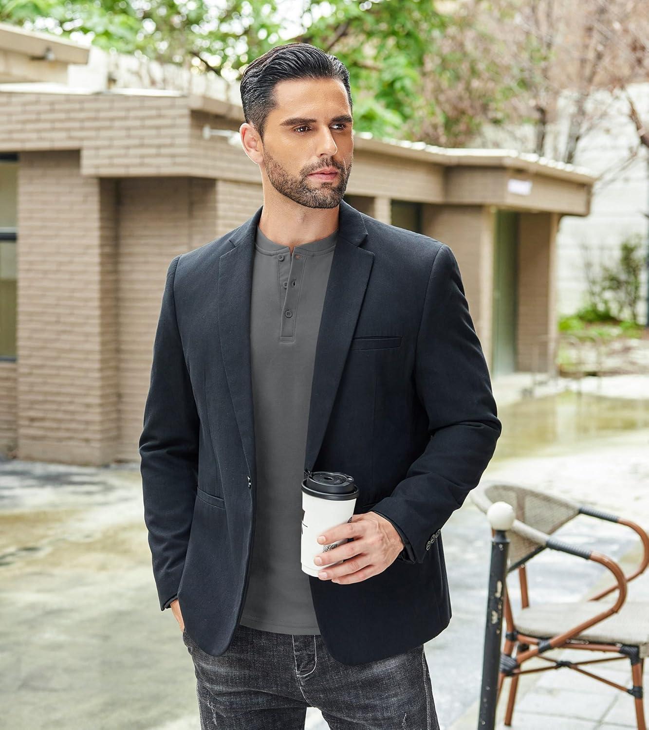 imageCOOFANDY Mens Henley TShirts Long Sleeve Pullover Shirt Casual Heavyweight Button Shirts Basic TeesDark Grey