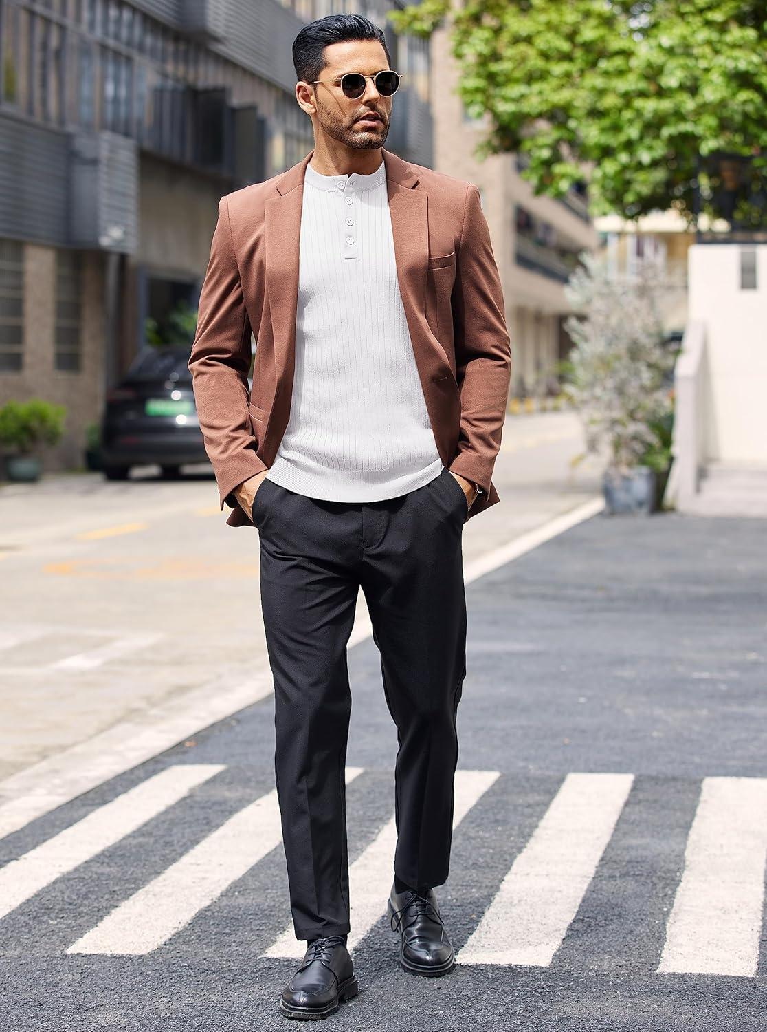 imageCOOFANDY Mens Knit Henley Sweater Long Sleeve Button Down Lightweight Sweater Fall Slim Fit Ribbed PulloverWhite