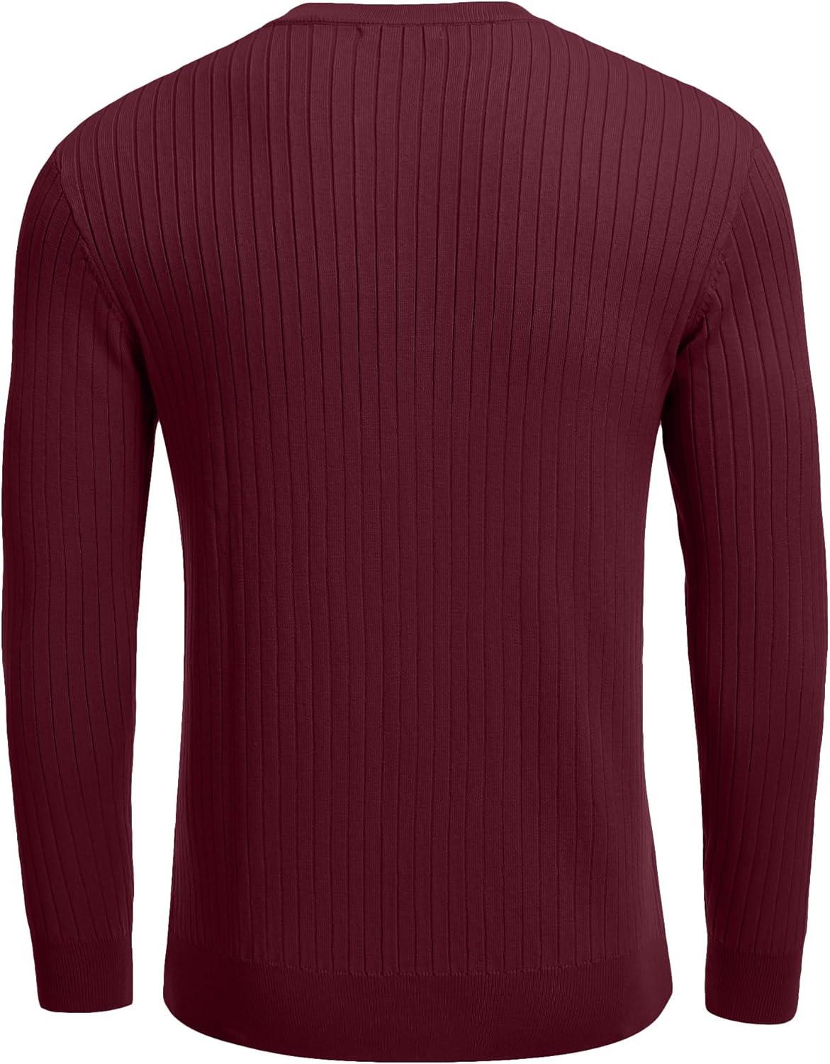 imageCOOFANDY Mens Knit Henley Sweater Long Sleeve Button Down Lightweight Sweater Fall Slim Fit Ribbed PulloverWine Red