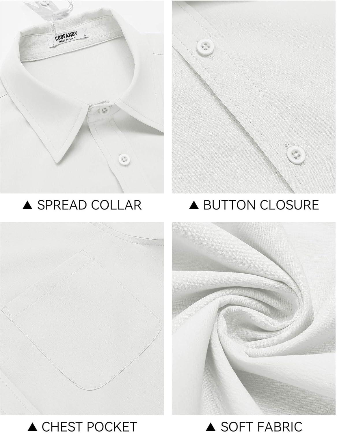 imageCOOFANDY Mens Knit Shirts Short Sleeve Casual Button Down Polo Shirt Summer Beach Vacation ShirtsAwhite