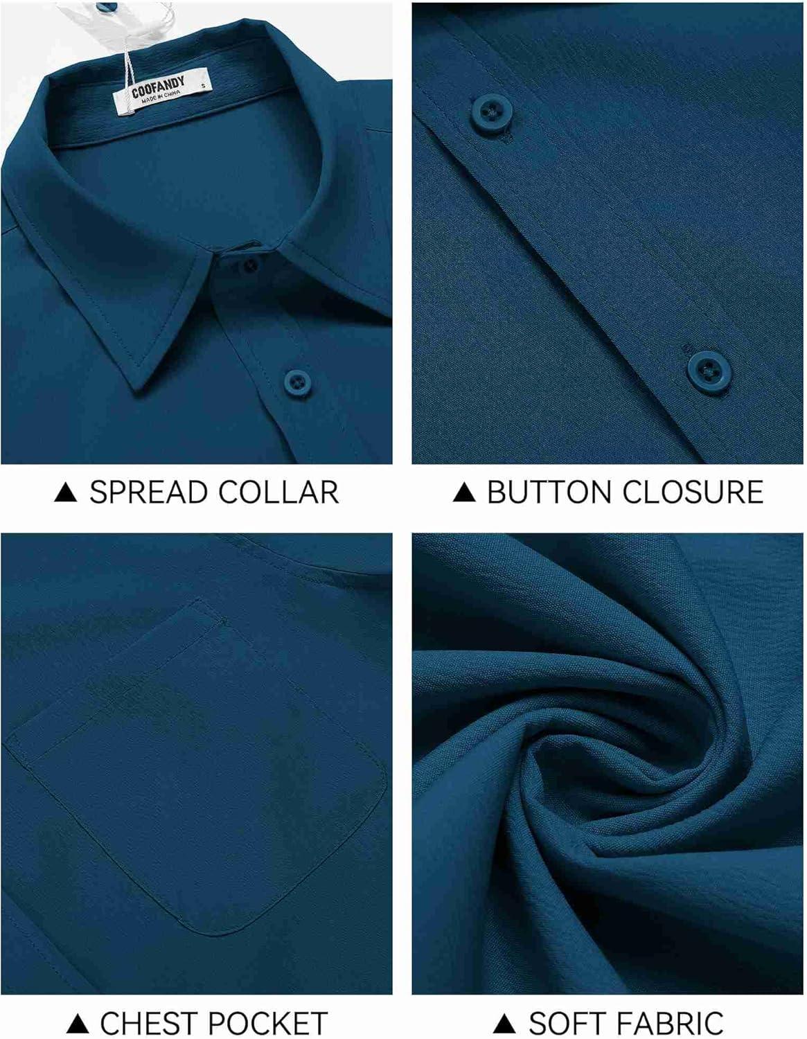 imageCOOFANDY Mens Knit Shirts Short Sleeve Casual Button Down Polo Shirt Summer Beach Vacation ShirtsDark Blue