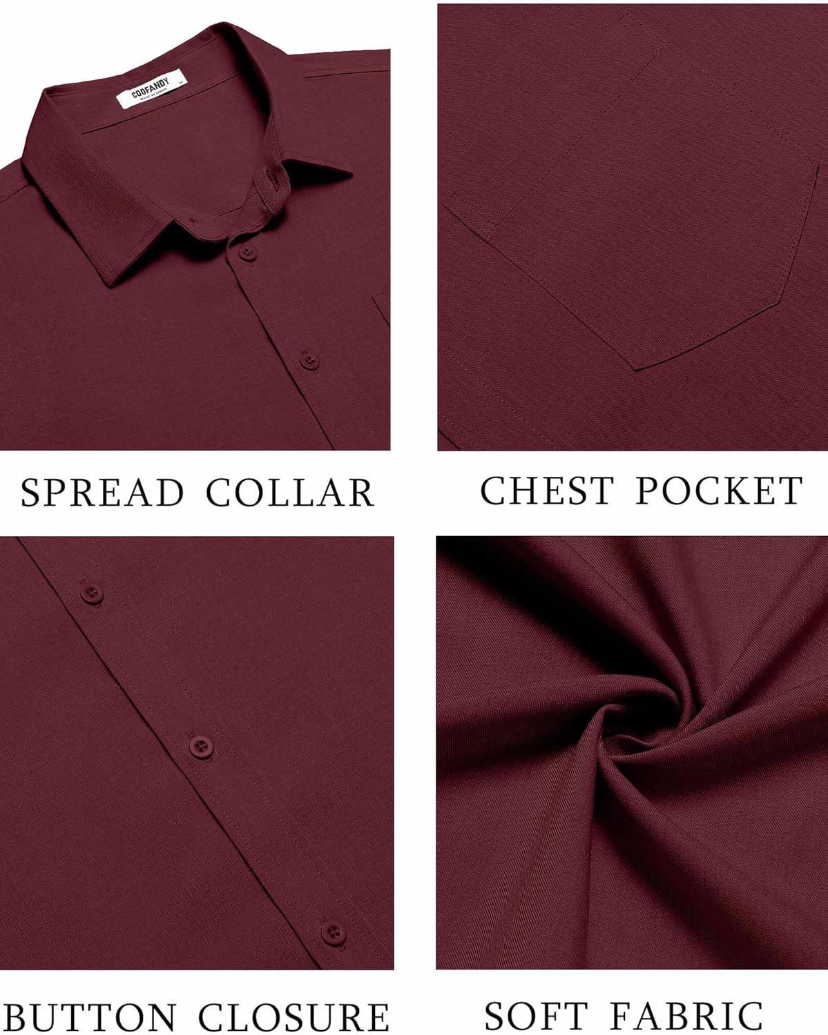 imageCOOFANDY Mens Knit Shirts Short Sleeve Casual Button Down Polo Shirt Summer Beach Vacation ShirtsMaroon Red
