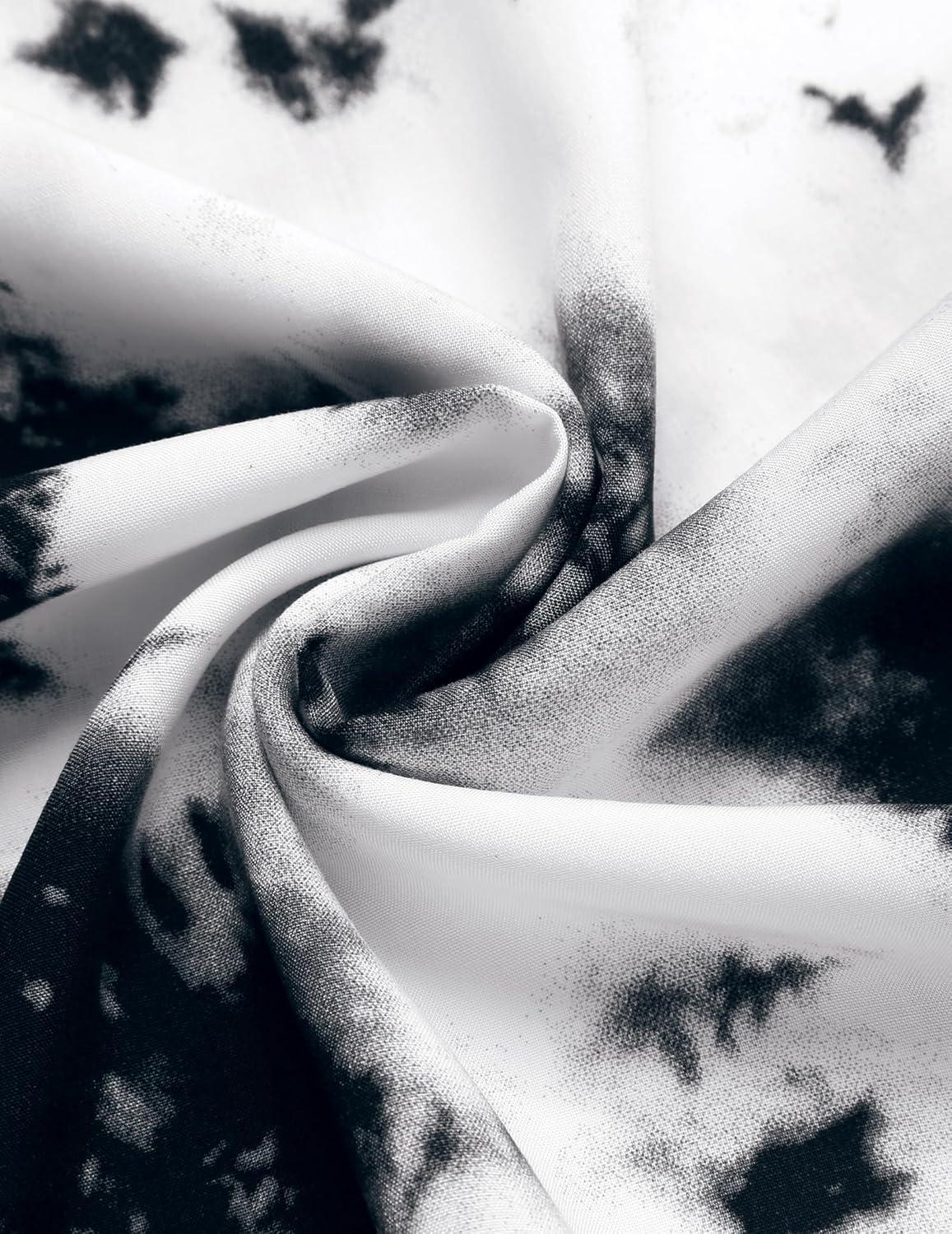 imageCOOFANDY Mens Lightweight Kimono Robe Jacket Printed Japanese Style Bathrobes Casual Open Front Long Cardigan Coat OutwearBlack White Tiedye Style