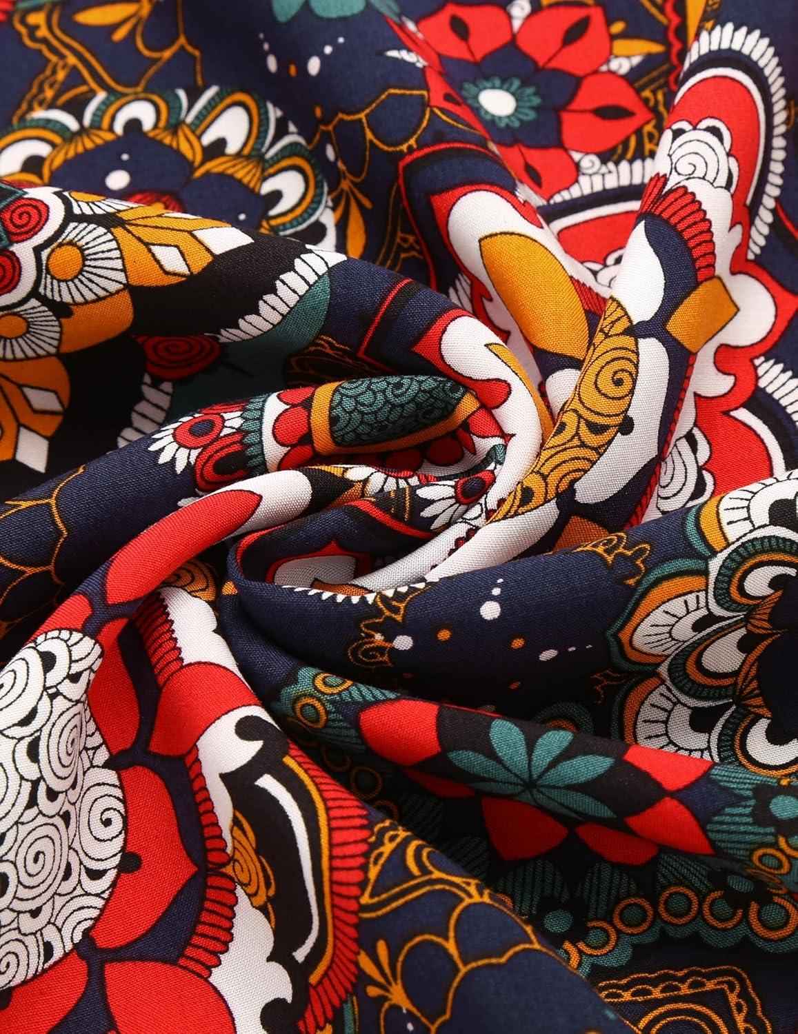 imageCOOFANDY Mens Lightweight Kimono Robe Jacket Printed Japanese Style Bathrobes Casual Open Front Long Cardigan Coat OutwearBlue Red Ethnic Style