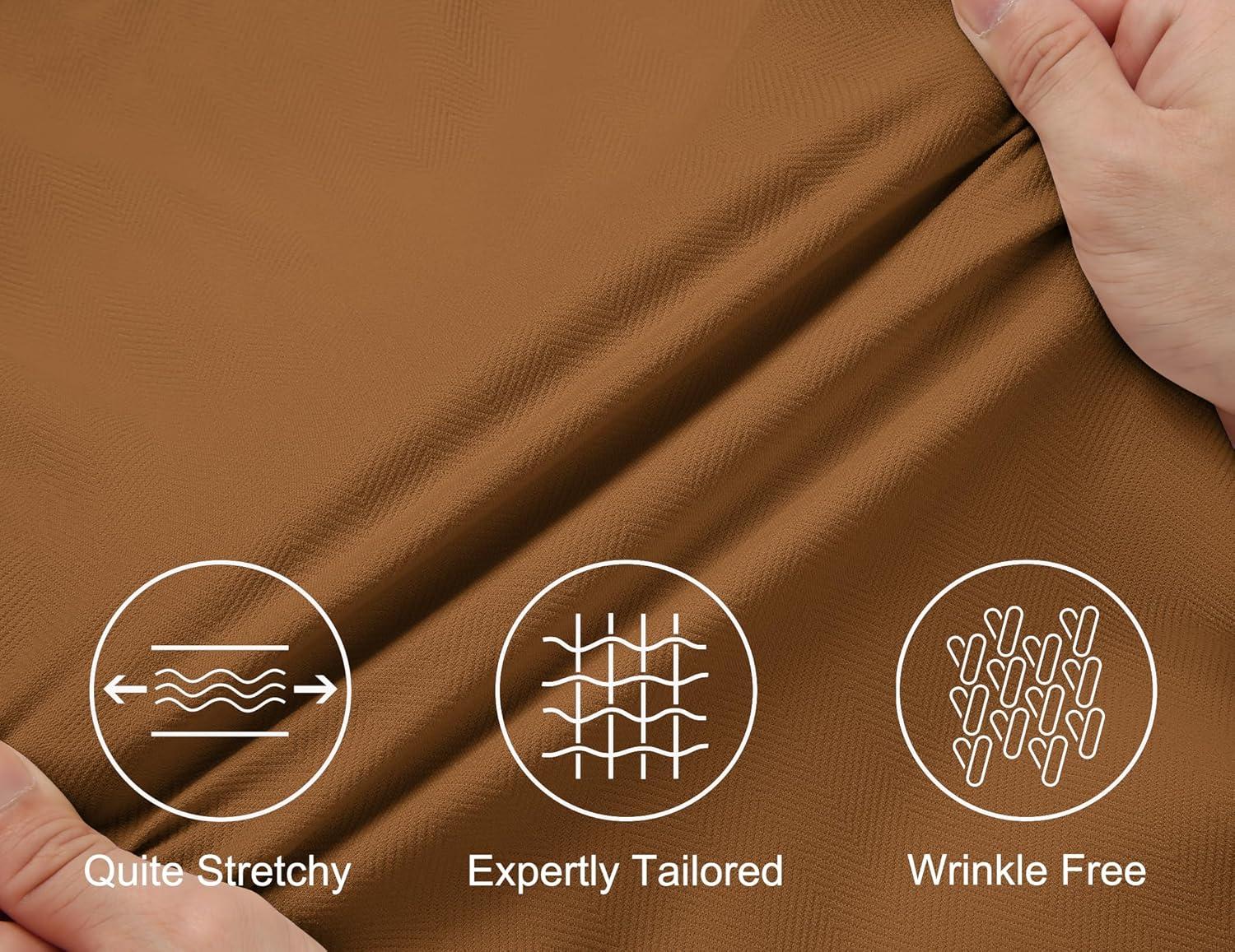 imageCOOFANDY Mens Long Sleeve Button Down Shirts Wrinkle Free Untucked Shirts Casual Dress Shirt for MenBrown