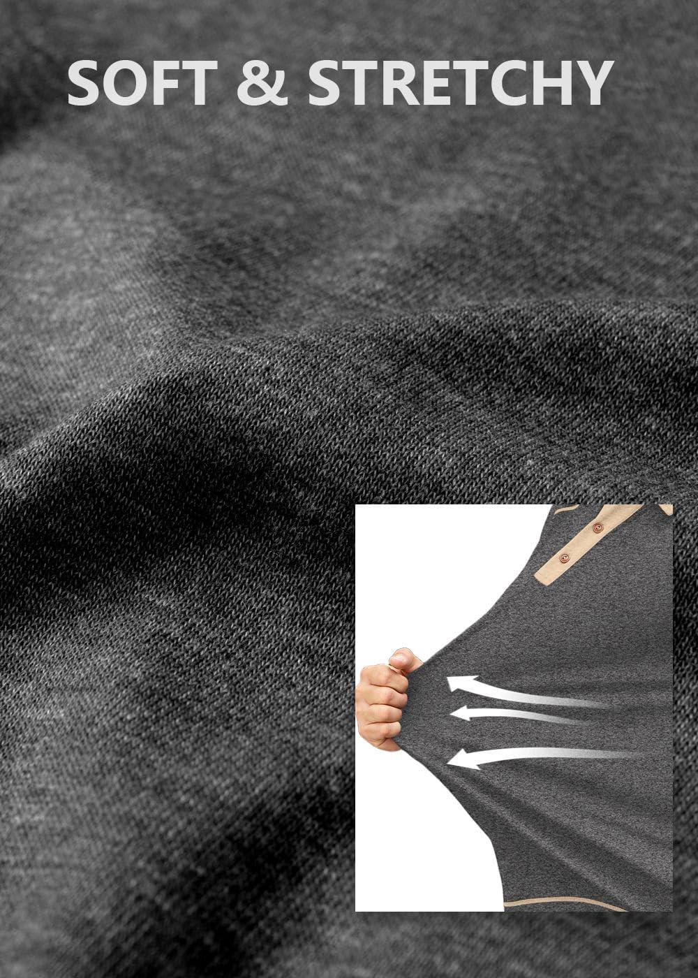 imageCOOFANDY Mens Long Sleeve Polo Shirts Casual Button Collared Shirts Raglan Golf T ShirtDark Grey