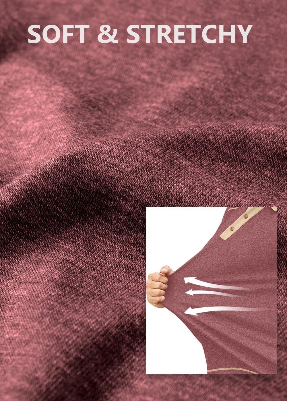 imageCOOFANDY Mens Long Sleeve Polo Shirts Casual Button Collared Shirts Raglan Golf T ShirtRed