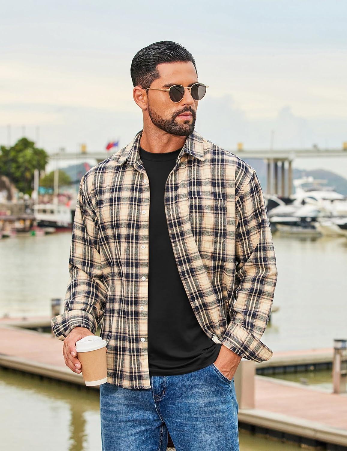 imageCOOFANDY Mens Long Sleeve Tee Shirts Stretch Crew Neck Thermal Shirts Casual T Shirts for MenBlack