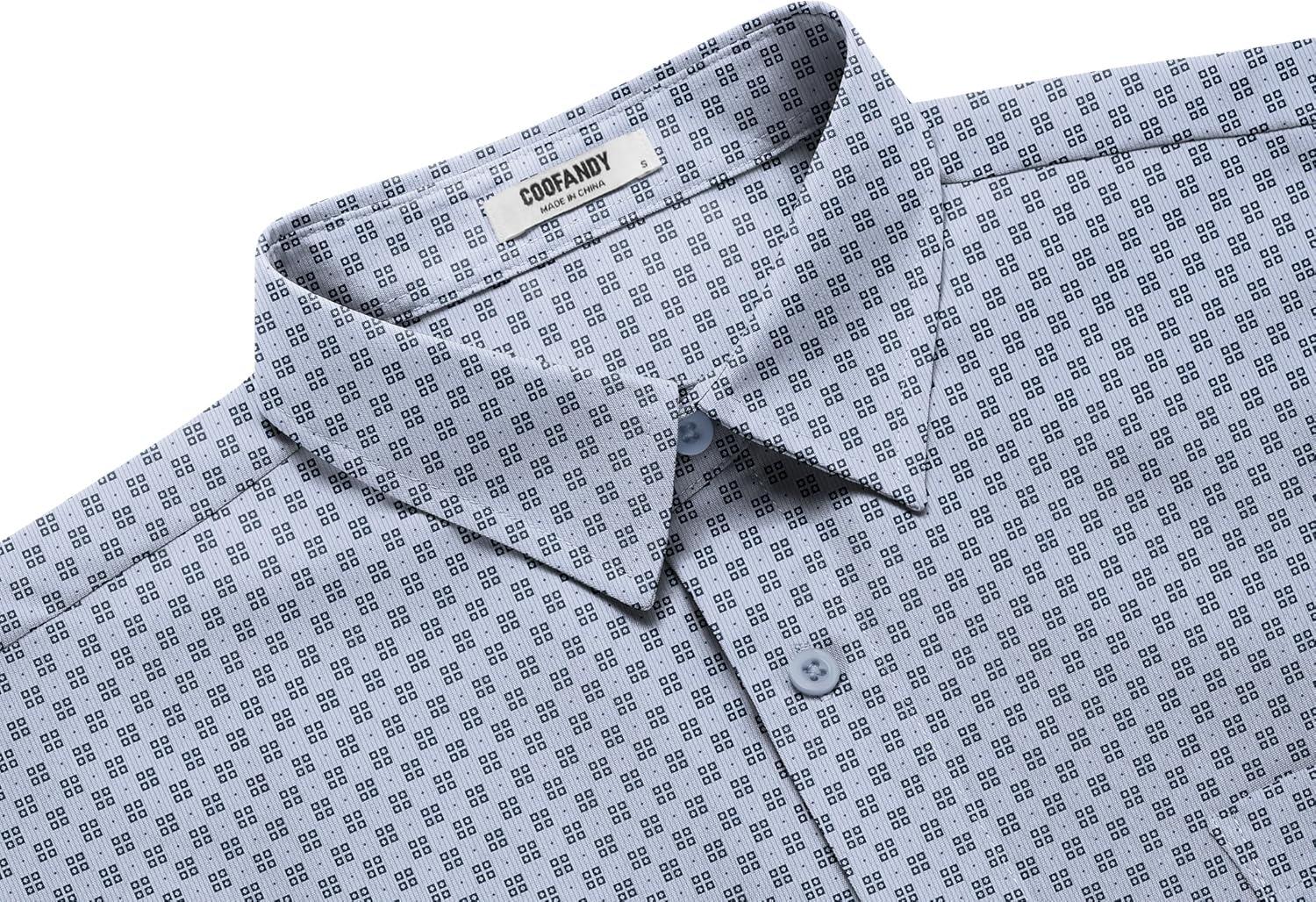 imageCOOFANDY Mens Long Sleeve Wrinkle Free Shirts Stretch Dress Shirts Regular Fit Button Down ShirtLight Bluediamond