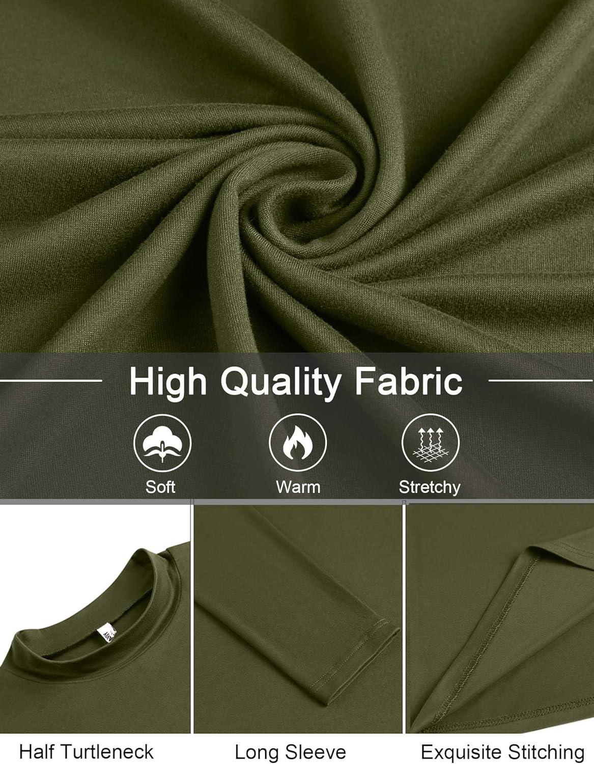 imageCOOFANDY Mens Mock Turtleneck TShirts Long Sleeve Solid Color Tees Shirts Basic Casual Slim Fit Pullover T ShirtsArmy Green