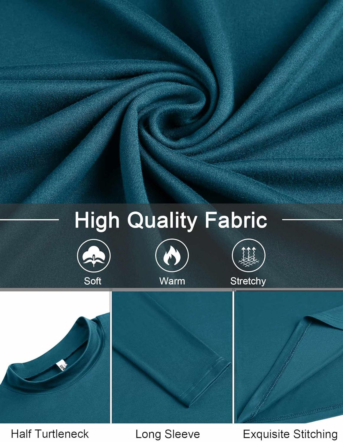 imageCOOFANDY Mens Mock Turtleneck TShirts Long Sleeve Solid Color Tees Shirts Basic Casual Slim Fit Pullover T ShirtsDeep Blue