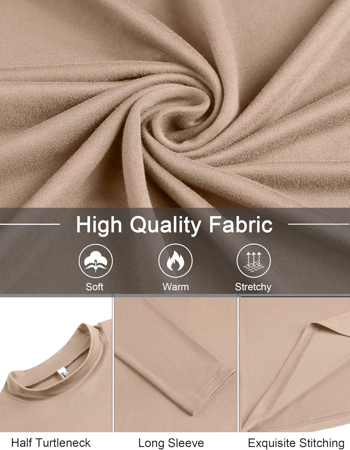 imageCOOFANDY Mens Mock Turtleneck TShirts Long Sleeve Solid Color Tees Shirts Basic Casual Slim Fit Pullover T ShirtsKhaki