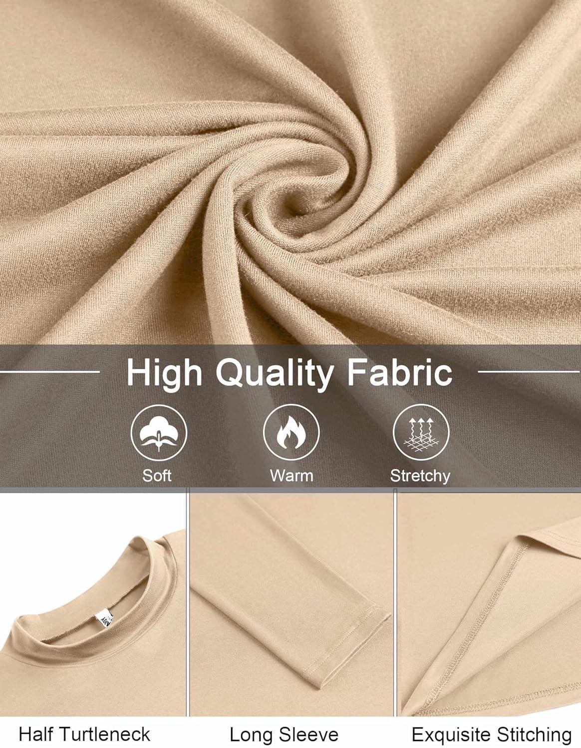 imageCOOFANDY Mens Mock Turtleneck TShirts Long Sleeve Solid Color Tees Shirts Basic Casual Slim Fit Pullover T ShirtsLight Khaki