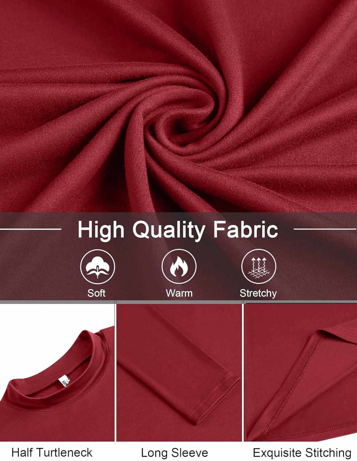 imageCOOFANDY Mens Mock Turtleneck TShirts Long Sleeve Solid Color Tees Shirts Basic Casual Slim Fit Pullover T ShirtsRed