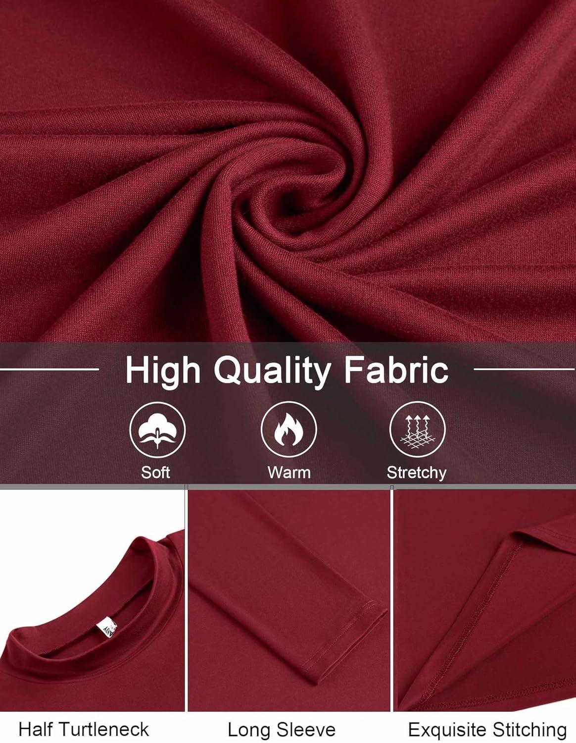 imageCOOFANDY Mens Mock Turtleneck TShirts Long Sleeve Solid Color Tees Shirts Basic Casual Slim Fit Pullover T ShirtsWine Red