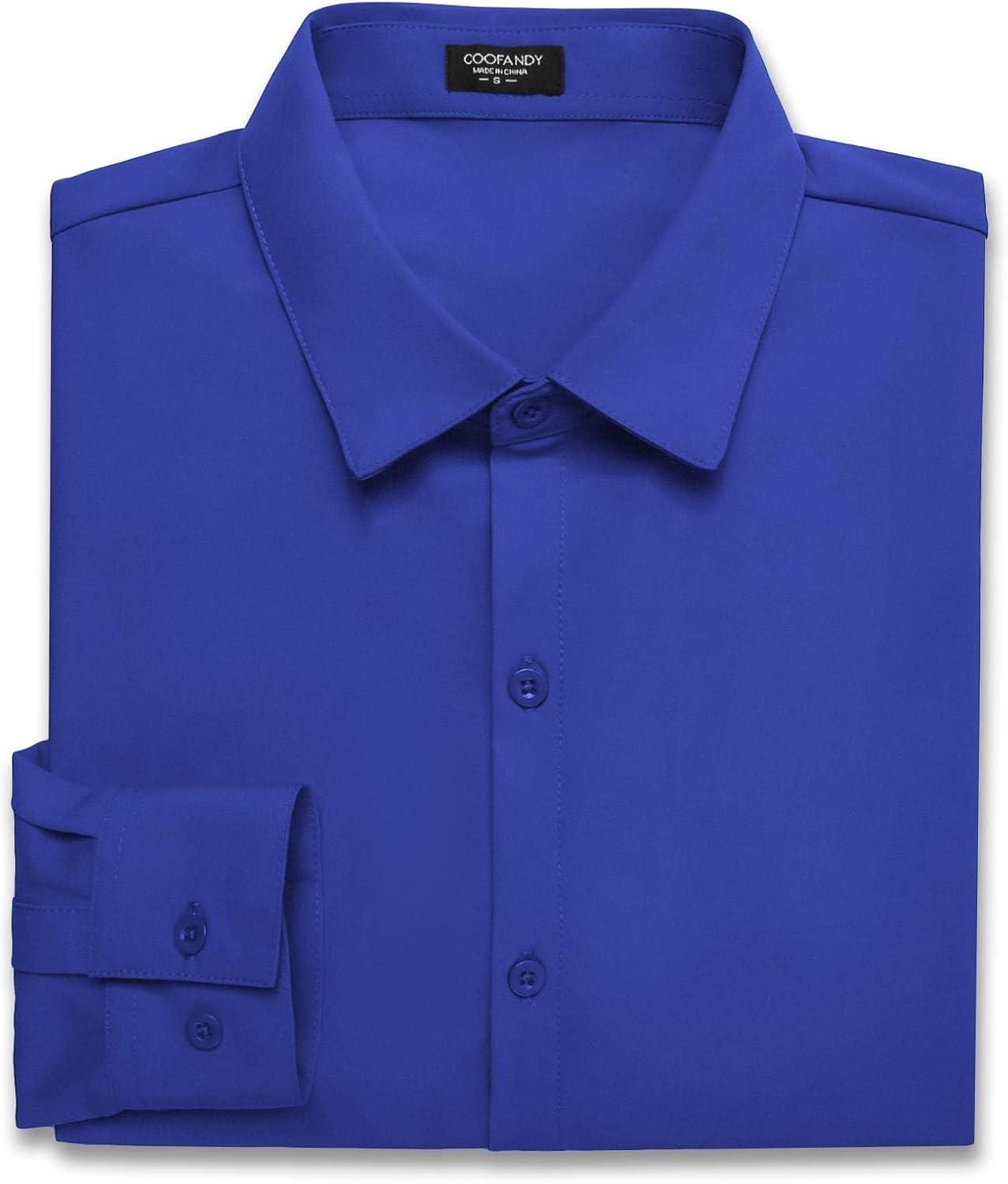 imageCOOFANDY Mens Muscle Fit Dress Shirts WrinkleFree Long Sleeve Casual Button Down ShirtsRoyal Blue