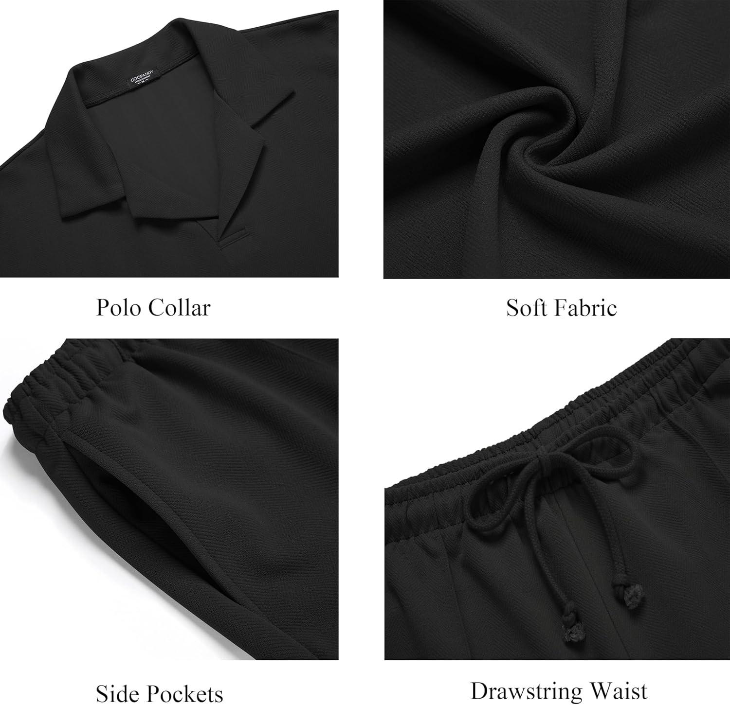 imageCOOFANDY Mens Polo Shirt and Shorts Set 2 Piece Outfits Fashion Summer Tracksuits Short Sleeve Casual Polo Suit