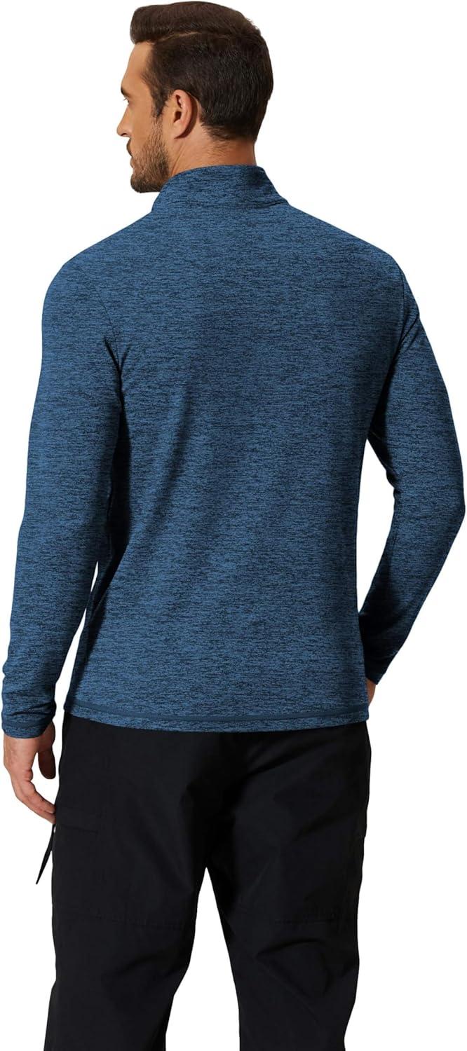 imageCOOFANDY Mens Quarter Zip Pullover Long Sleeve Sweatshirt 14 Zip Golf Shirt Winter Fleece Lined Thermal PulloverDark Blue