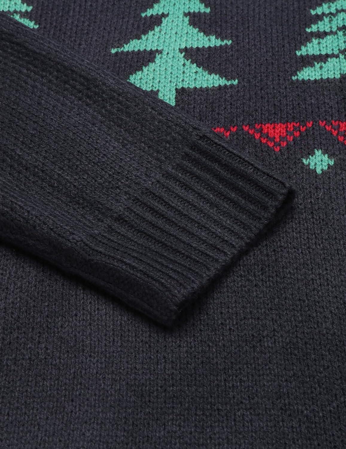 imageCOOFANDY Mens Quarter Zip Pullover Sweater Casual Zip Up Polo Sweater KnitBlack and Green Christmas Tree