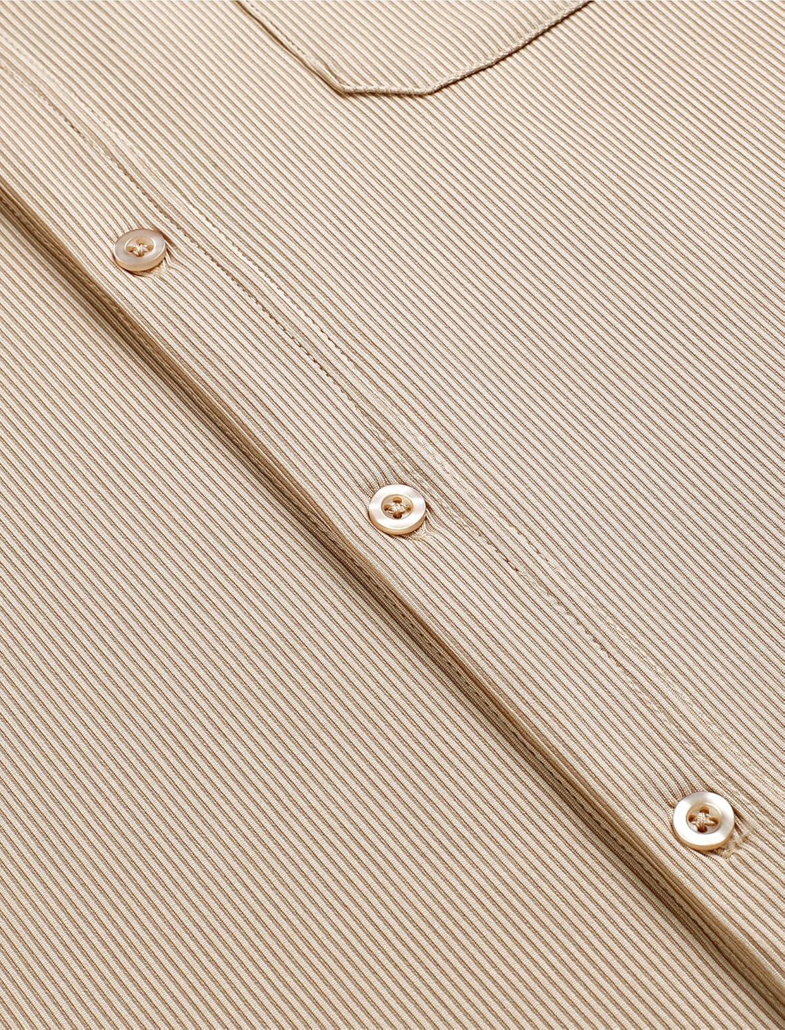 imageCOOFANDY Mens Ribbed Button Down Shirts Short Sleeve Casual Shirt with Pocket Summer Beach Camp TopsKhaki