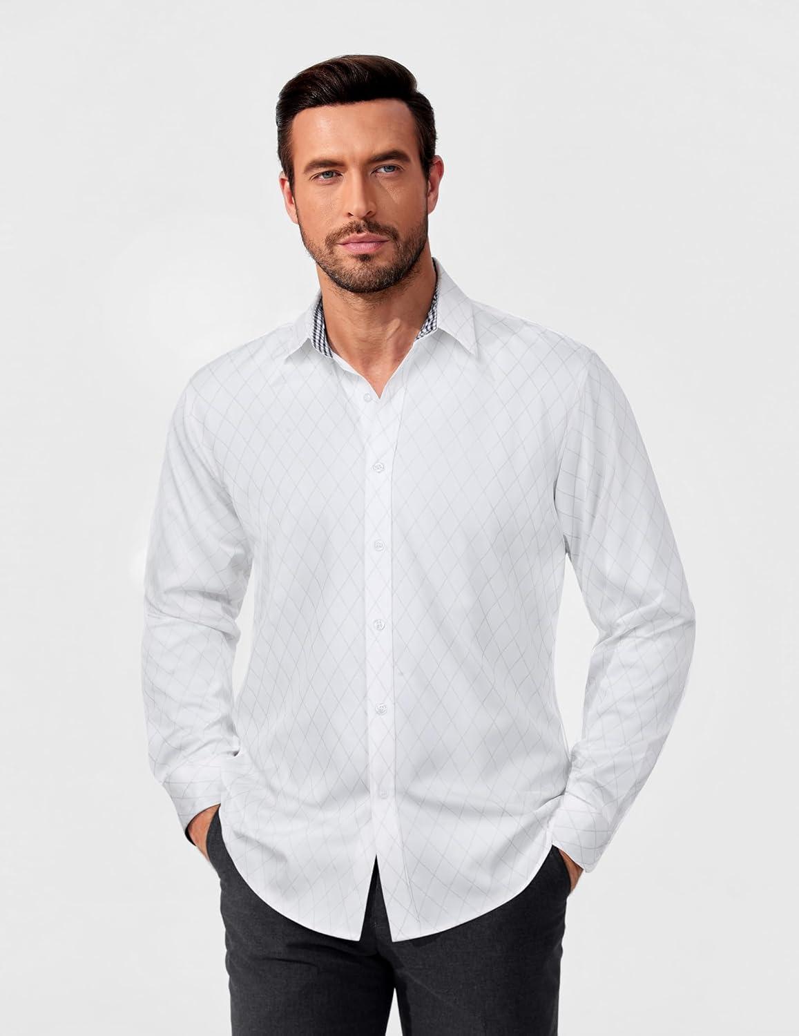 imageCOOFANDY Mens Rose Shiny Shirt Luxury Flowered Printed Button Down Shirt01white