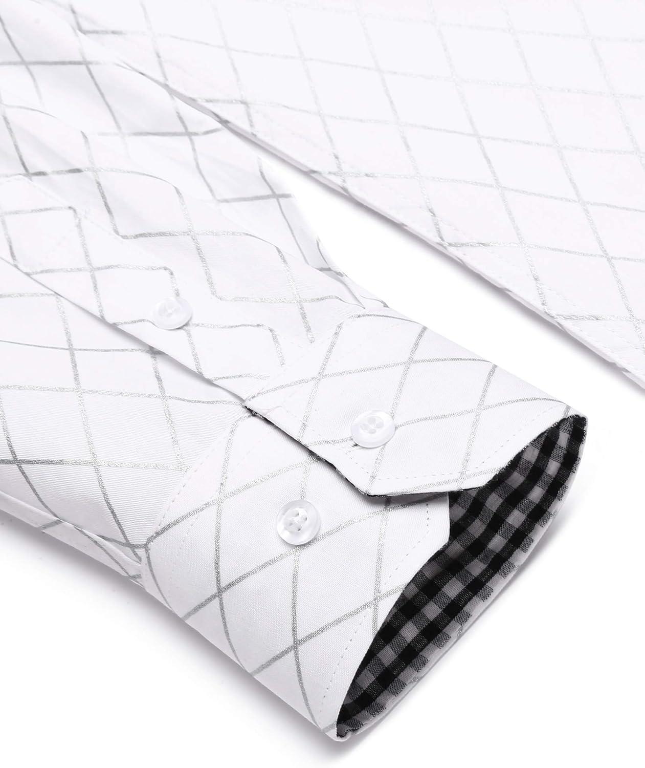 imageCOOFANDY Mens Rose Shiny Shirt Luxury Flowered Printed Button Down Shirt01white