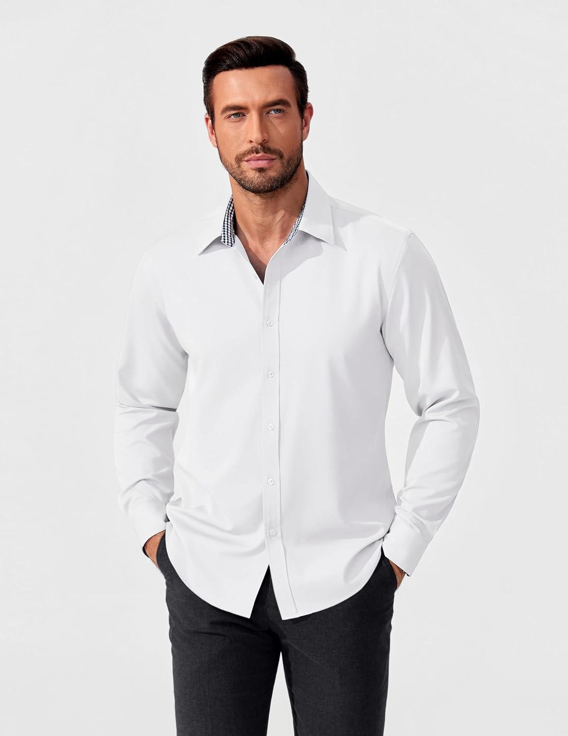 imageCOOFANDY Mens Rose Shiny Shirt Luxury Flowered Printed Button Down Shirt03white Solid