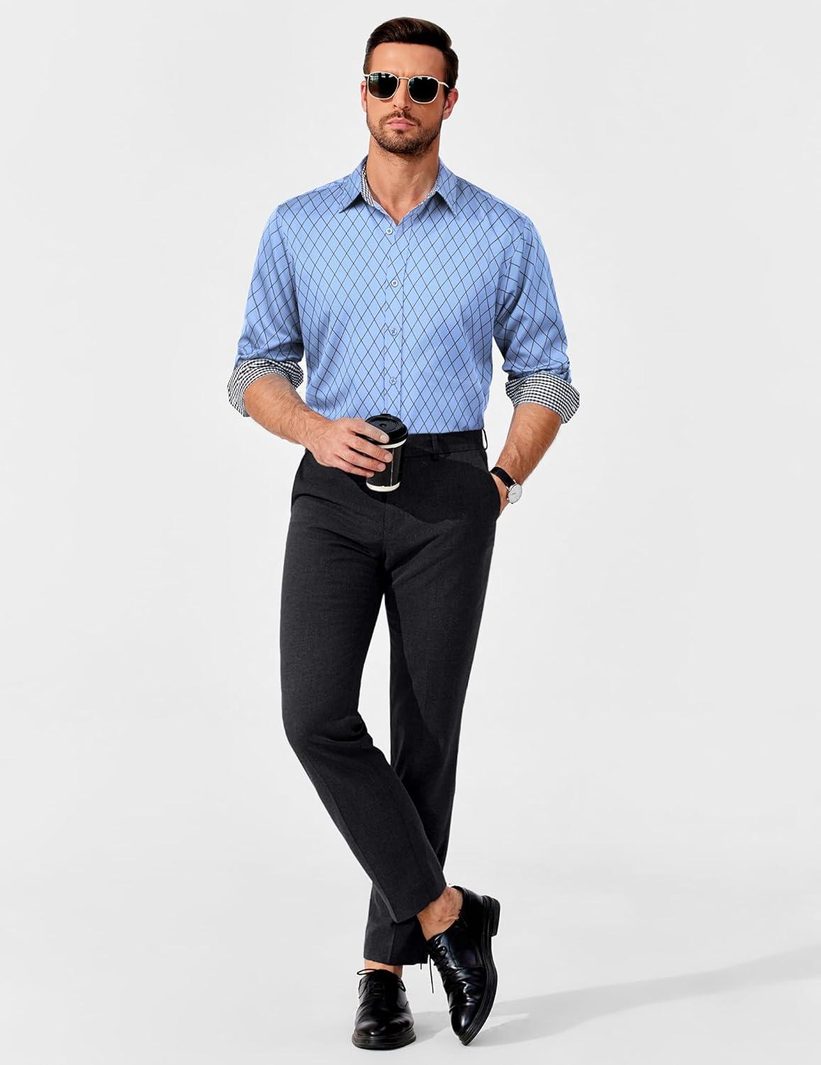 imageCOOFANDY Mens Rose Shiny Shirt Luxury Flowered Printed Button Down ShirtBlue