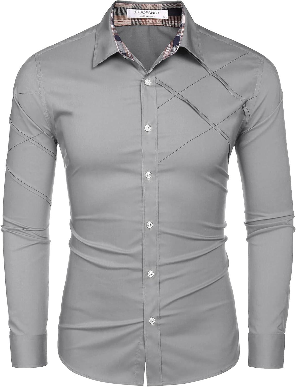 imageCOOFANDY Mens Rose Shiny Shirt Luxury Flowered Printed Button Down ShirtGrey