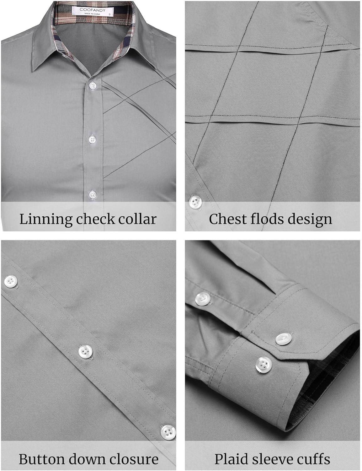 imageCOOFANDY Mens Rose Shiny Shirt Luxury Flowered Printed Button Down ShirtGrey