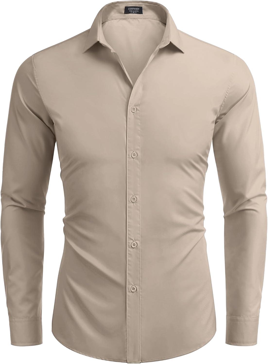 imageCOOFANDY Mens Rose Shiny Shirt Luxury Flowered Printed Button Down ShirtKhaki