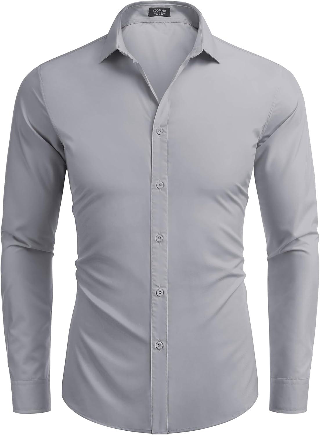 imageCOOFANDY Mens Rose Shiny Shirt Luxury Flowered Printed Button Down ShirtLight Grey