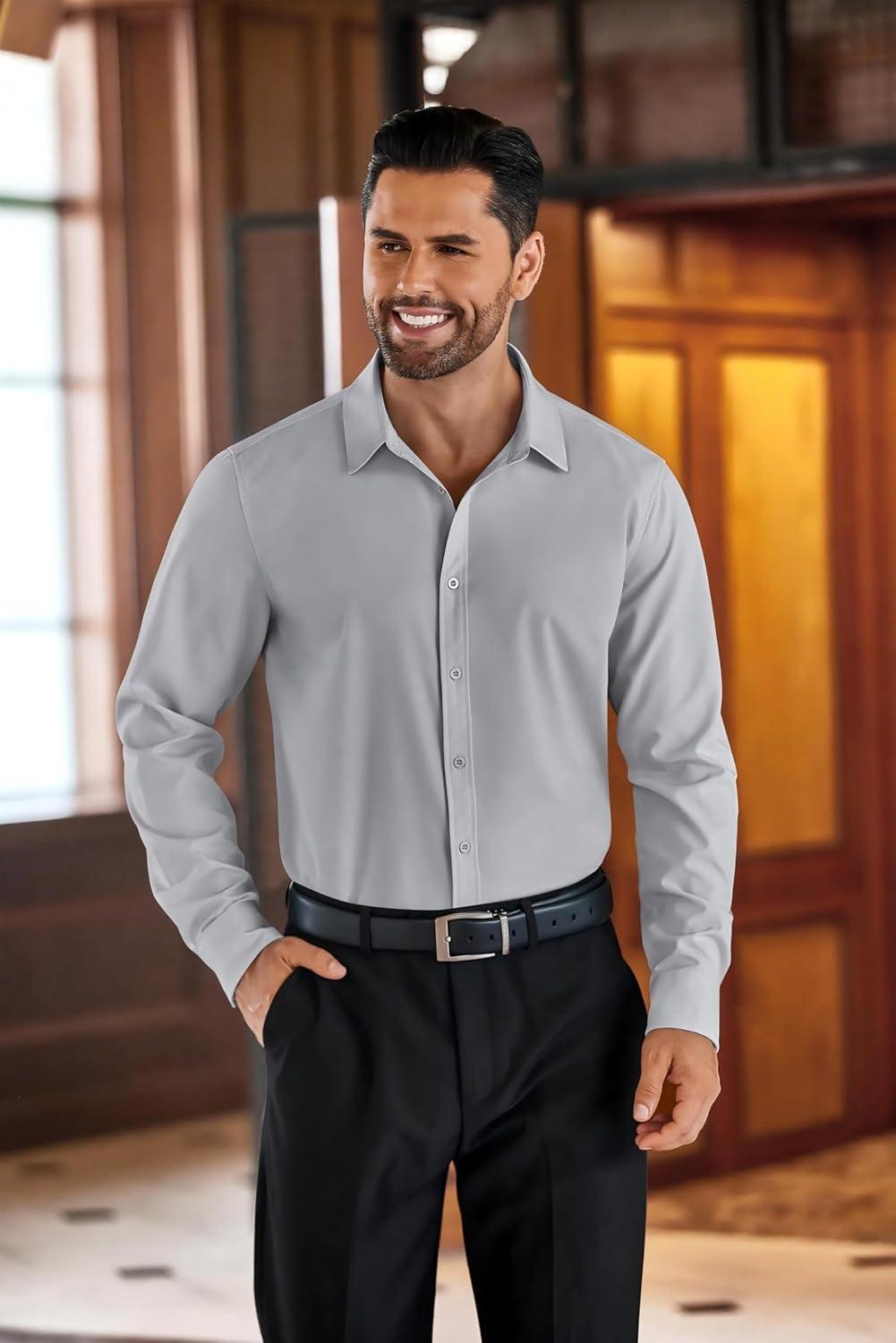 imageCOOFANDY Mens Rose Shiny Shirt Luxury Flowered Printed Button Down ShirtLight Grey